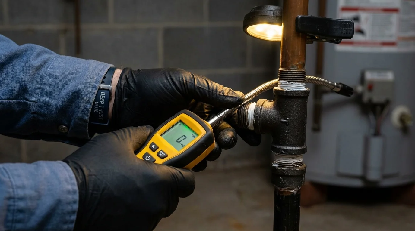 Gas leak detection with electronic sniffer by Johns Plumbing LLC in East Wenatchee